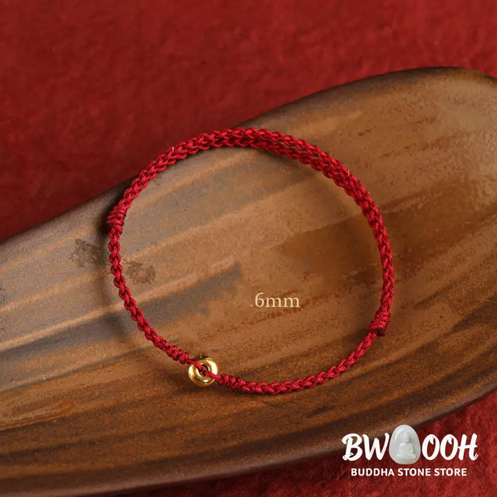 Buddha Stones 999 Gold Small Peace Buckle Red String Protection Luck Braided Bracelet Anklet - BWOOOH - Bracelet Anklet