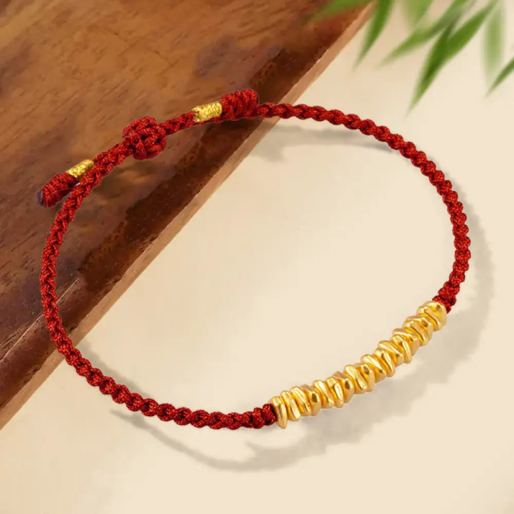 BWOOOH 999 Gold Small Gold Pieces Design Handmade Protection Braided Rope Bracelet - BWOOOH - Brown(Gold About
