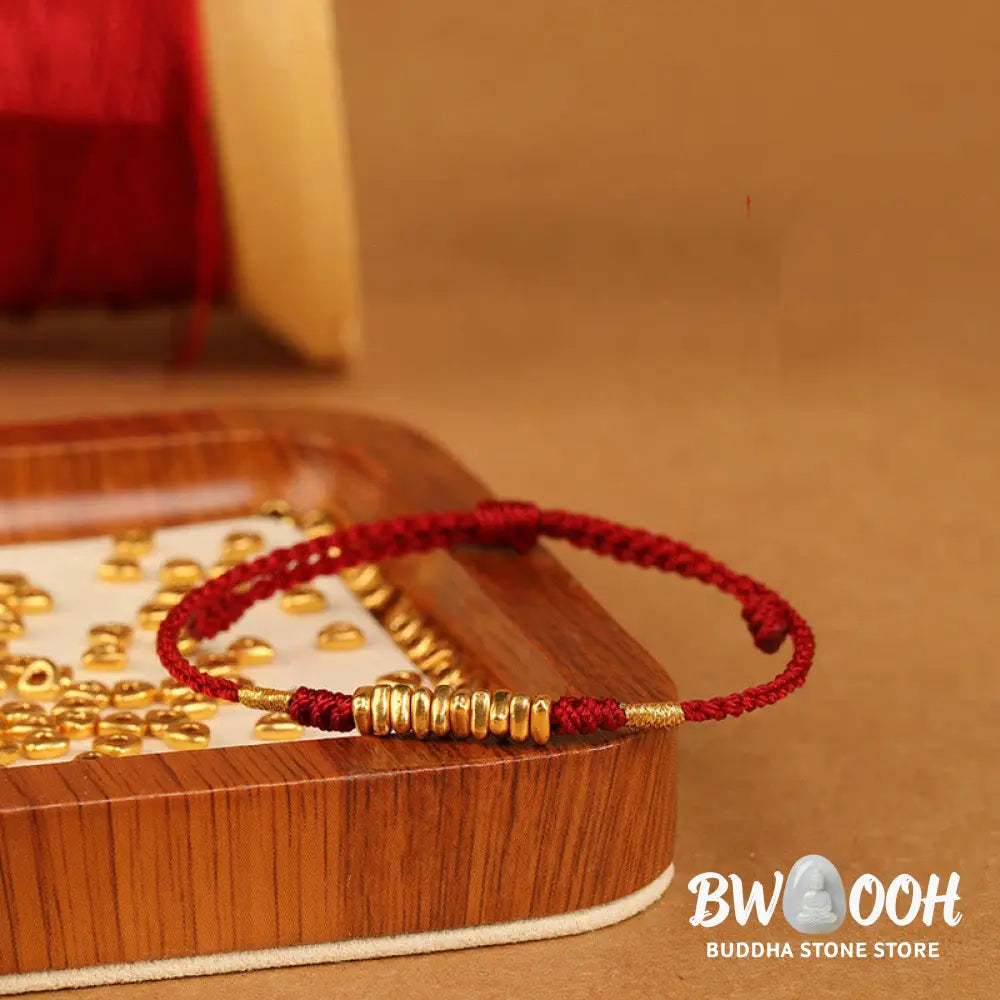 Buddha Stones 999 Gold Small Pieces String Protection Luck Ultra-Thin Braided Bracelet - BWOOOH - Bracelet