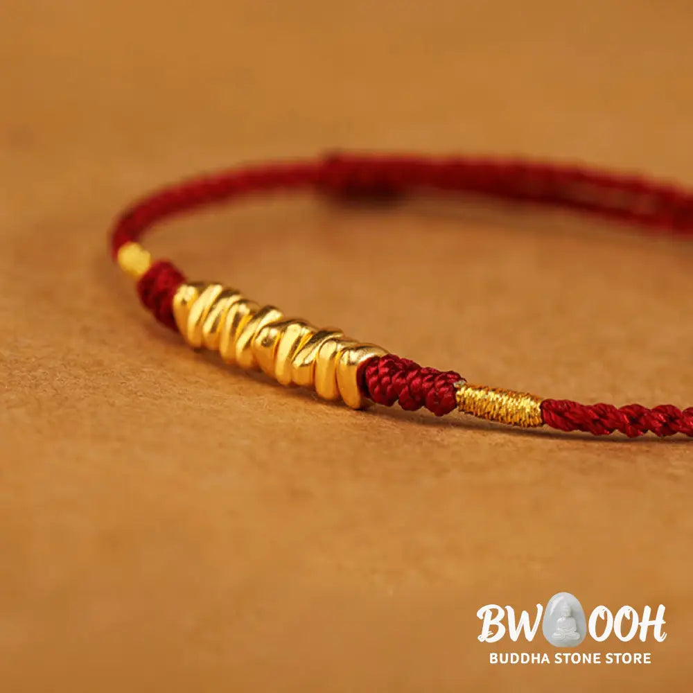 Buddha Stones 999 Gold Small Pieces String Protection Luck Ultra-Thin Braided Bracelet - BWOOOH - Bracelet