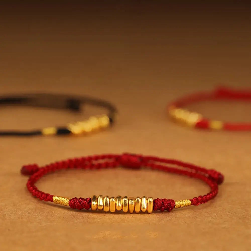 BWOOOH 999 Gold Small Pieces String Protection Luck Ultra-Thin Braided Bracelet - BWOOOH - Bracelet