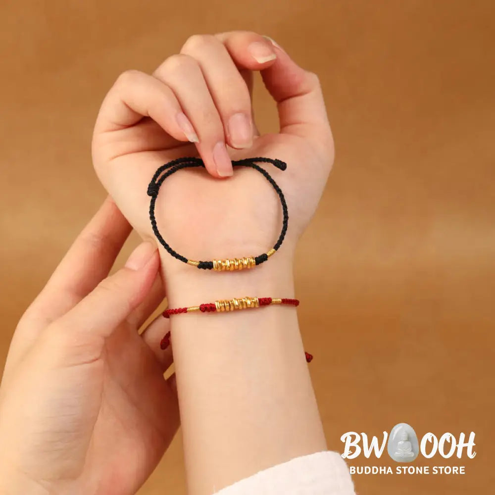 Buddha Stones 999 Gold Small Pieces String Protection Luck Ultra-Thin Braided Bracelet - BWOOOH - Bracelet
