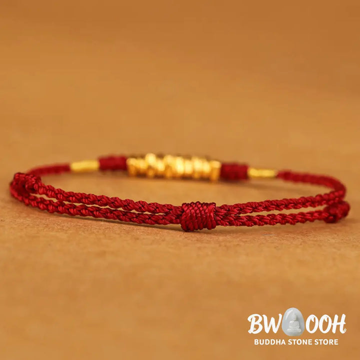 Buddha Stones 999 Gold Small Pieces String Protection Luck Ultra-Thin Braided Bracelet - BWOOOH - Bracelet