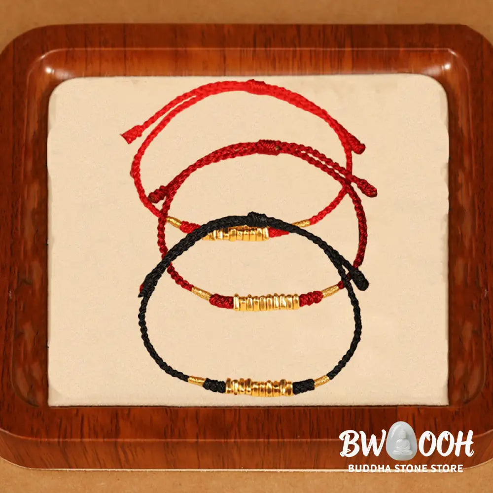 Buddha Stones 999 Gold Small Pieces String Protection Luck Ultra-Thin Braided Bracelet - BWOOOH - Bracelet