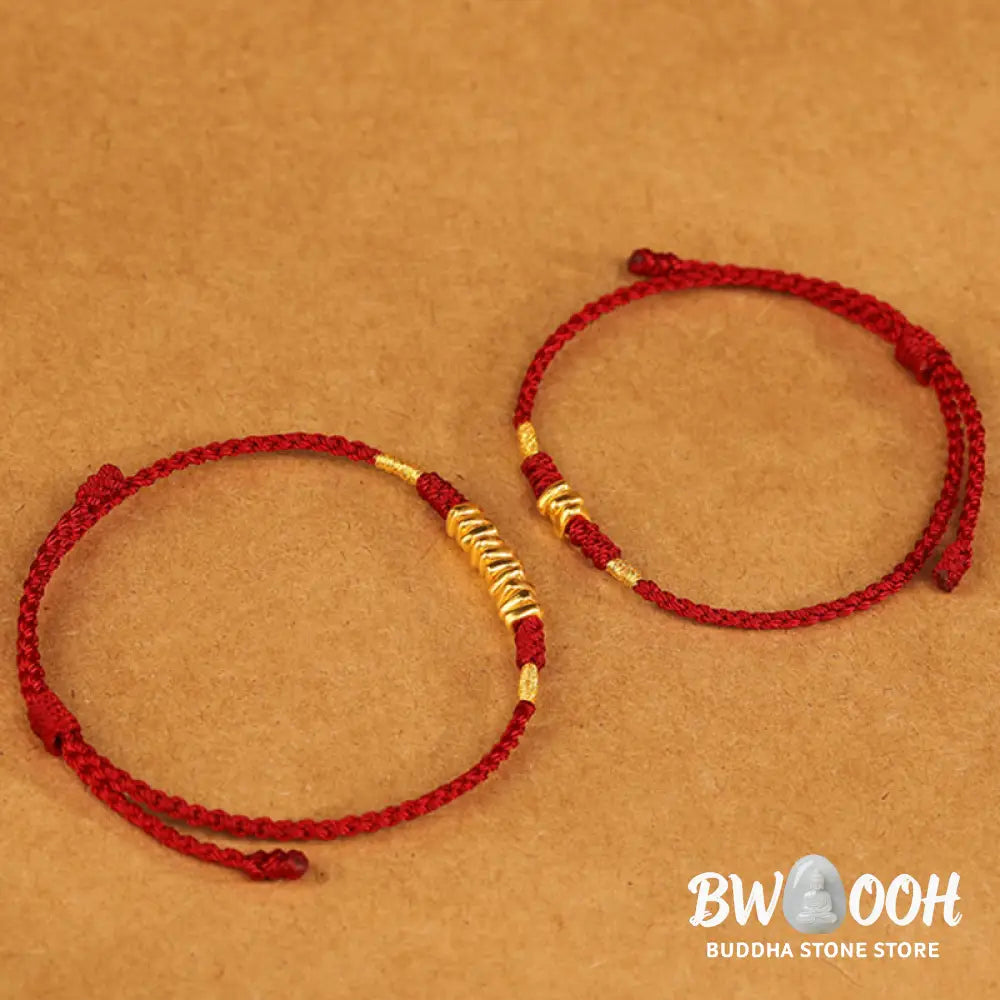 Buddha Stones 999 Gold Small Pieces String Protection Luck Ultra-Thin Braided Bracelet - BWOOOH - Bracelet