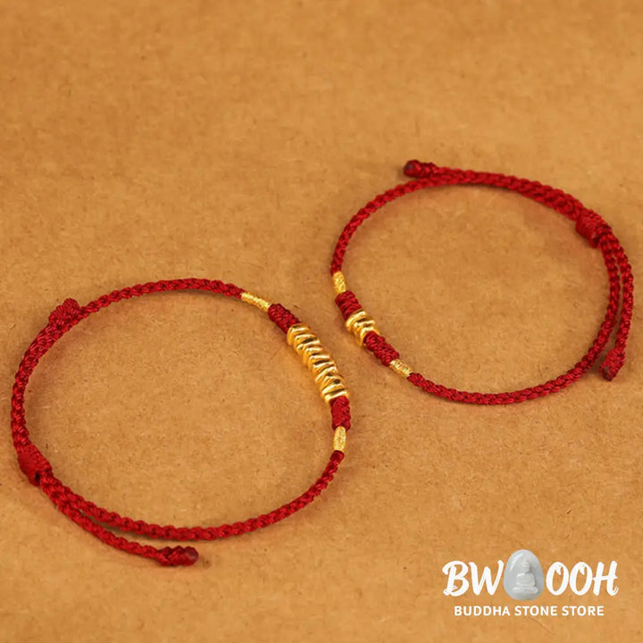 Buddha Stones 999 Gold Small Pieces String Protection Luck Ultra-Thin Braided Bracelet - BWOOOH - Bracelet