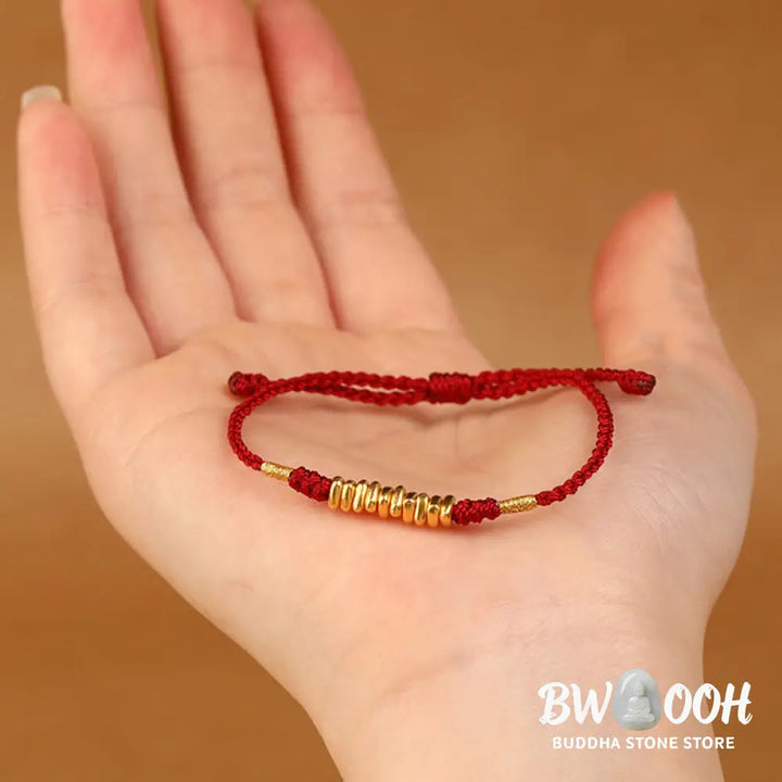 Buddha Stones 999 Gold Small Pieces String Protection Luck Ultra-Thin Braided Bracelet - BWOOOH - Bracelet