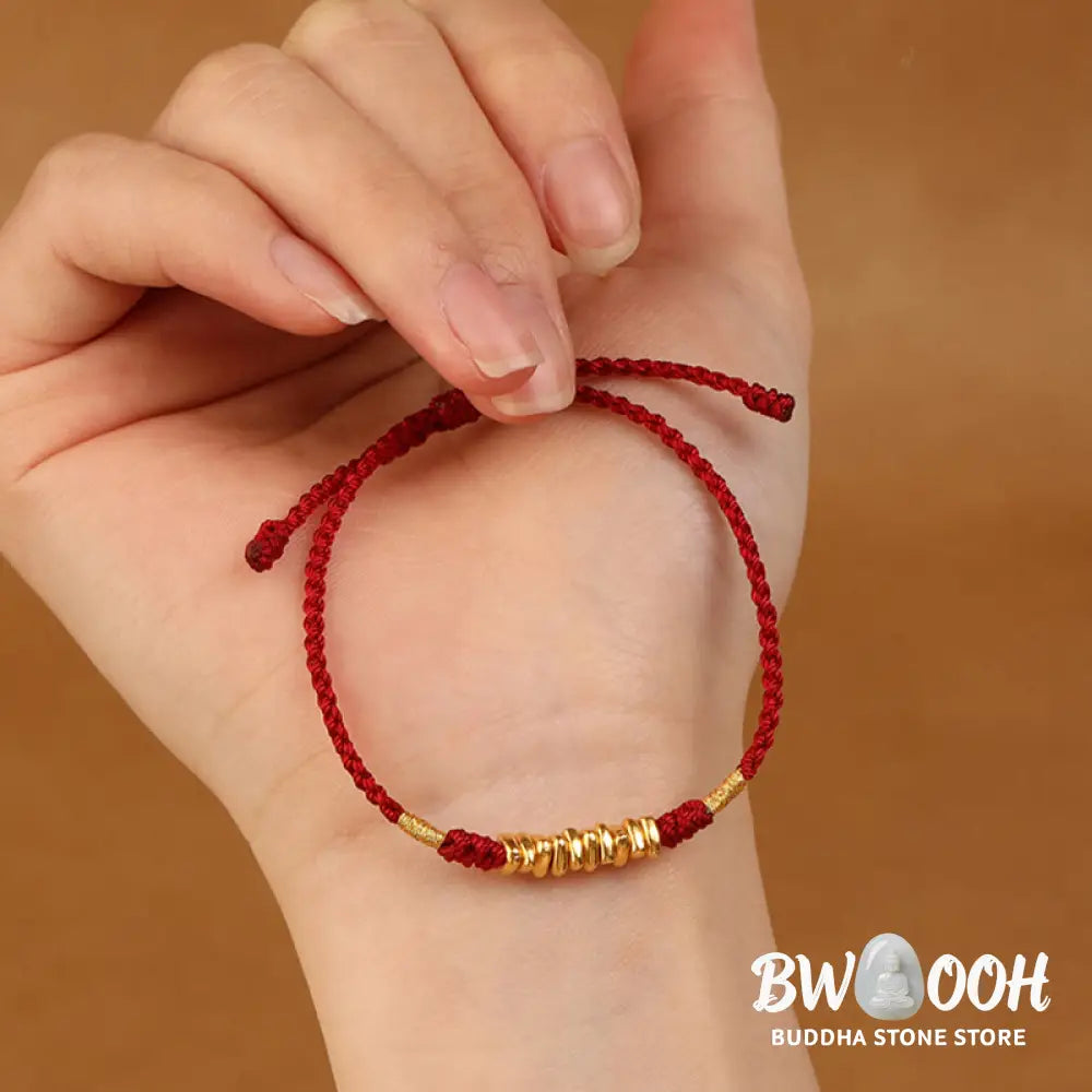Buddha Stones 999 Gold Small Pieces String Protection Luck Ultra-Thin Braided Bracelet - BWOOOH - Bracelet