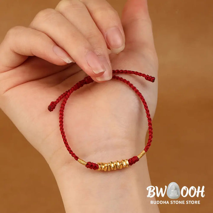 Buddha Stones 999 Gold Small Pieces String Protection Luck Ultra-Thin Braided Bracelet - BWOOOH - Bracelet