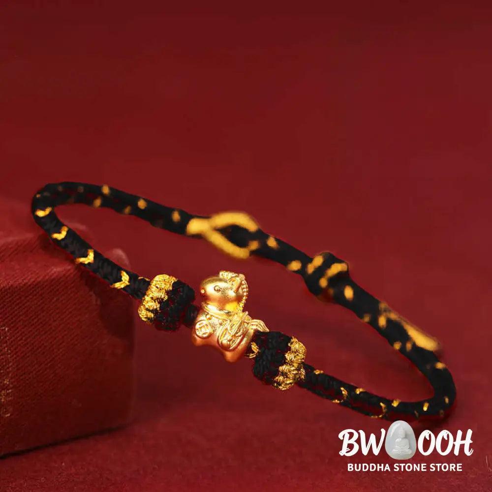 Buddha Stones 999 Gold Year Of The Horse Braided String Rope Luck Adjustable Bracelet - Bracelet