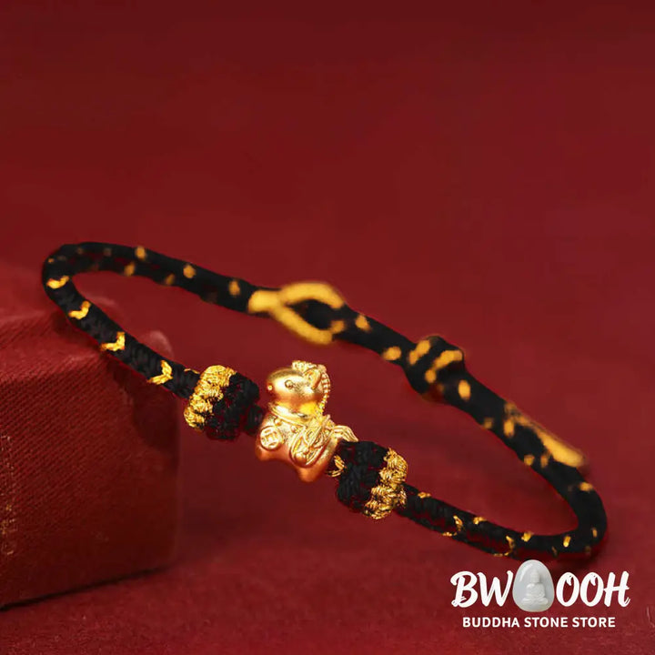 Buddha Stones 999 Gold Year Of The Horse Braided String Rope Luck Adjustable Bracelet - Bracelet