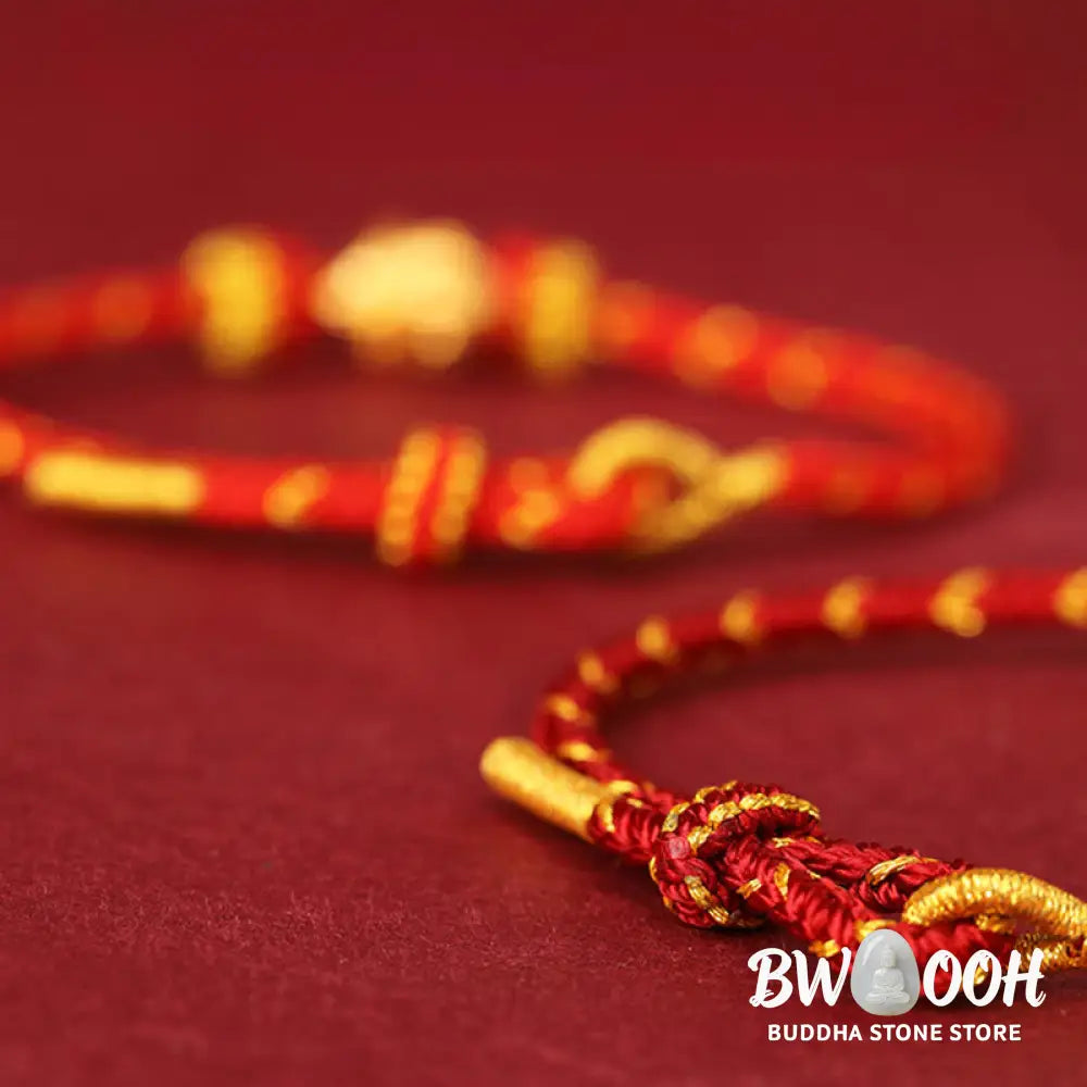 Buddha Stones 999 Gold Year Of The Horse Braided String Rope Luck Adjustable Bracelet - Bracelet