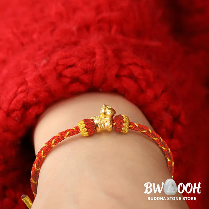 Buddha Stones 999 Gold Year Of The Horse Braided String Rope Luck Adjustable Bracelet - Bracelet