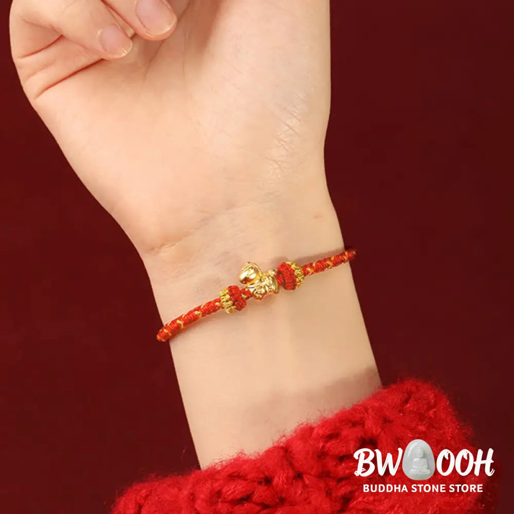 Buddha Stones 999 Gold Year Of The Horse Braided String Rope Luck Adjustable Bracelet - Bracelet