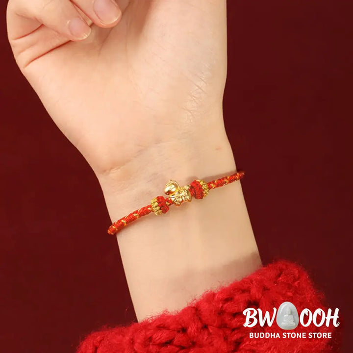 Buddha Stones 999 Gold Year Of The Horse Braided String Rope Luck Adjustable Bracelet - Bracelet