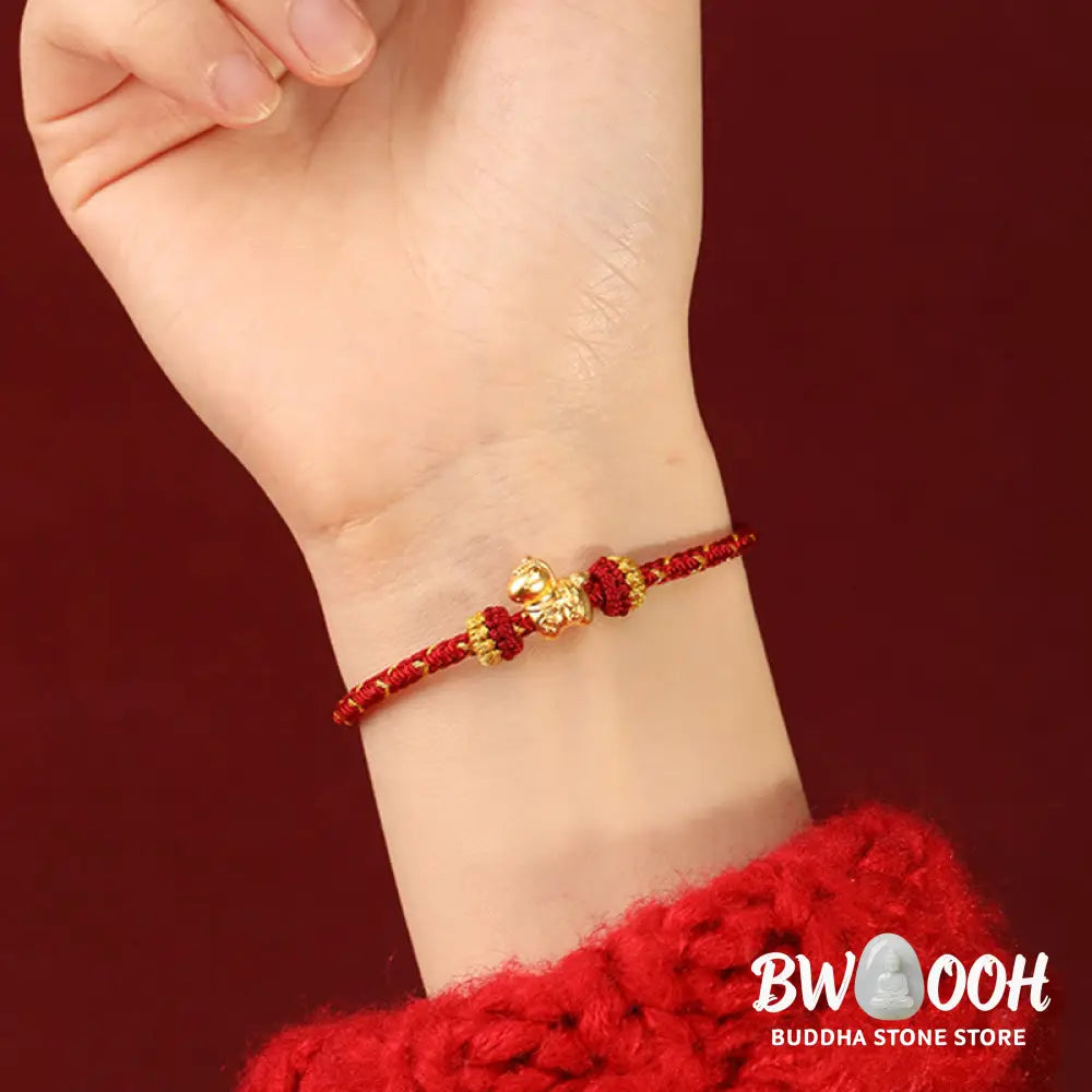 Buddha Stones 999 Gold Year Of The Horse Braided String Rope Luck Adjustable Bracelet - Bracelet