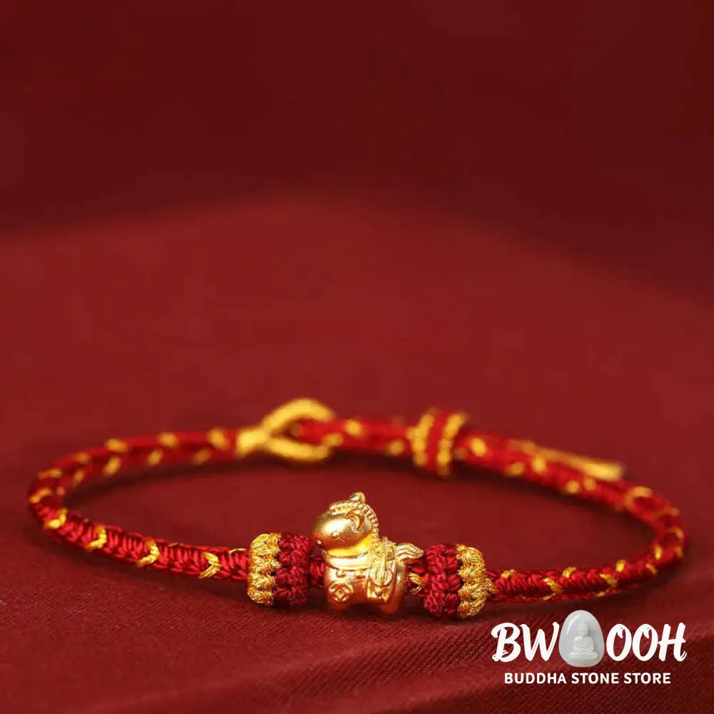 Buddha Stones 999 Gold Year Of The Horse Braided String Rope Luck Adjustable Bracelet - Bracelet