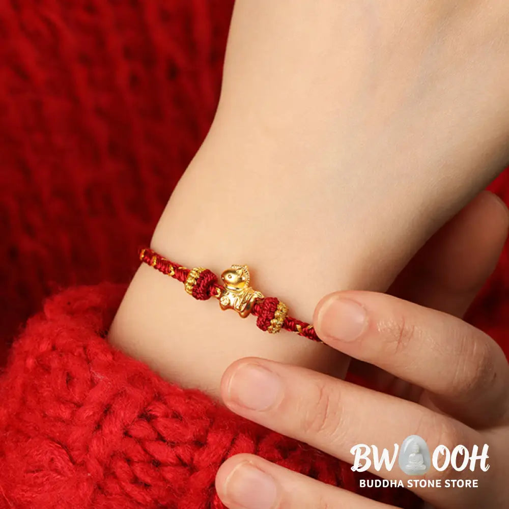Buddha Stones 999 Gold Year Of The Horse Braided String Rope Luck Adjustable Bracelet - Bracelet
