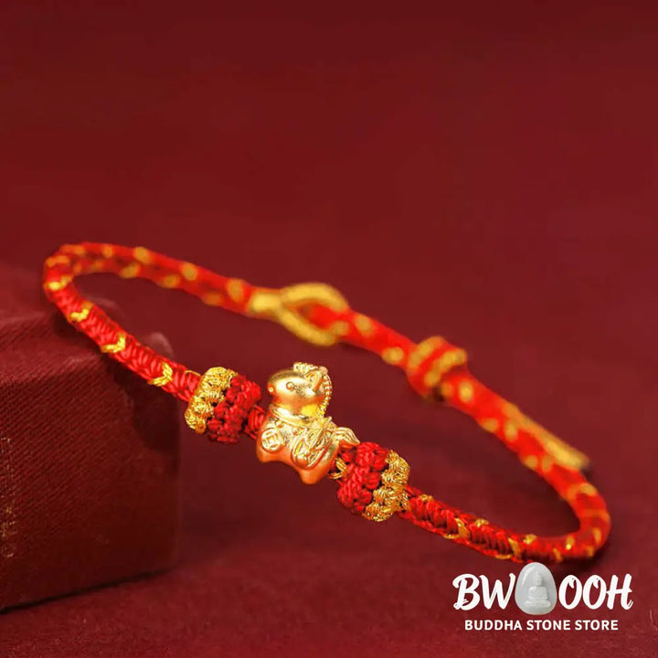 Buddha Stones 999 Gold Year Of The Horse Braided String Rope Luck Adjustable Bracelet - Bracelet