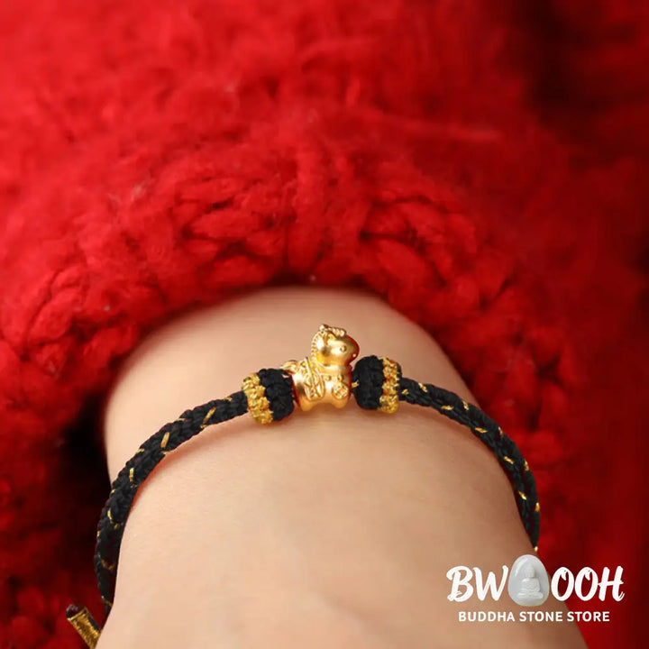 Buddha Stones 999 Gold Year Of The Horse Braided String Rope Luck Adjustable Bracelet - Bracelet