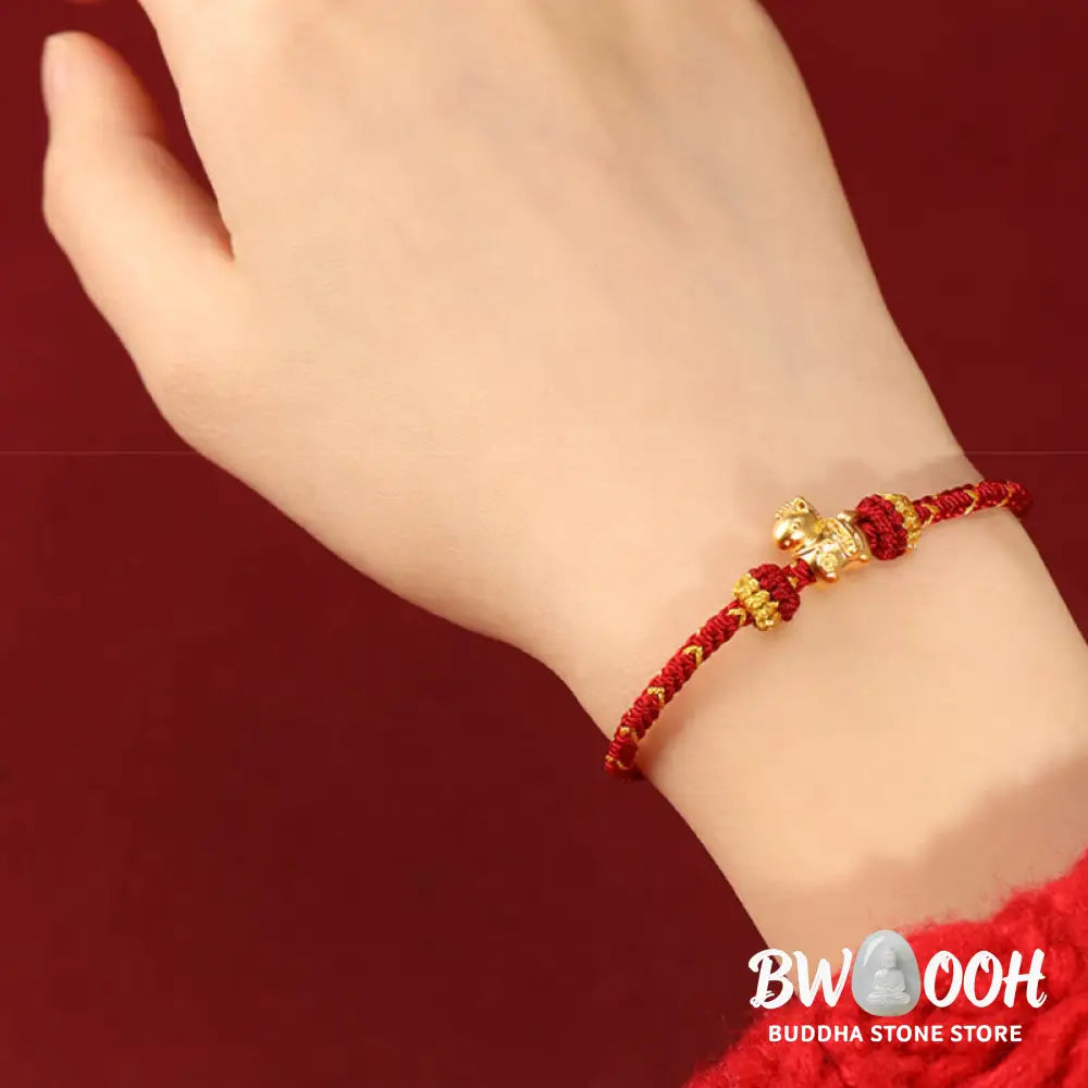 Buddha Stones 999 Gold Year Of The Horse Braided String Rope Luck Adjustable Bracelet - Bracelet