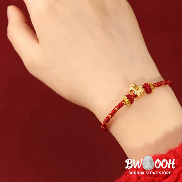 Buddha Stones 999 Gold Year Of The Horse Braided String Rope Luck Adjustable Bracelet - Bracelet