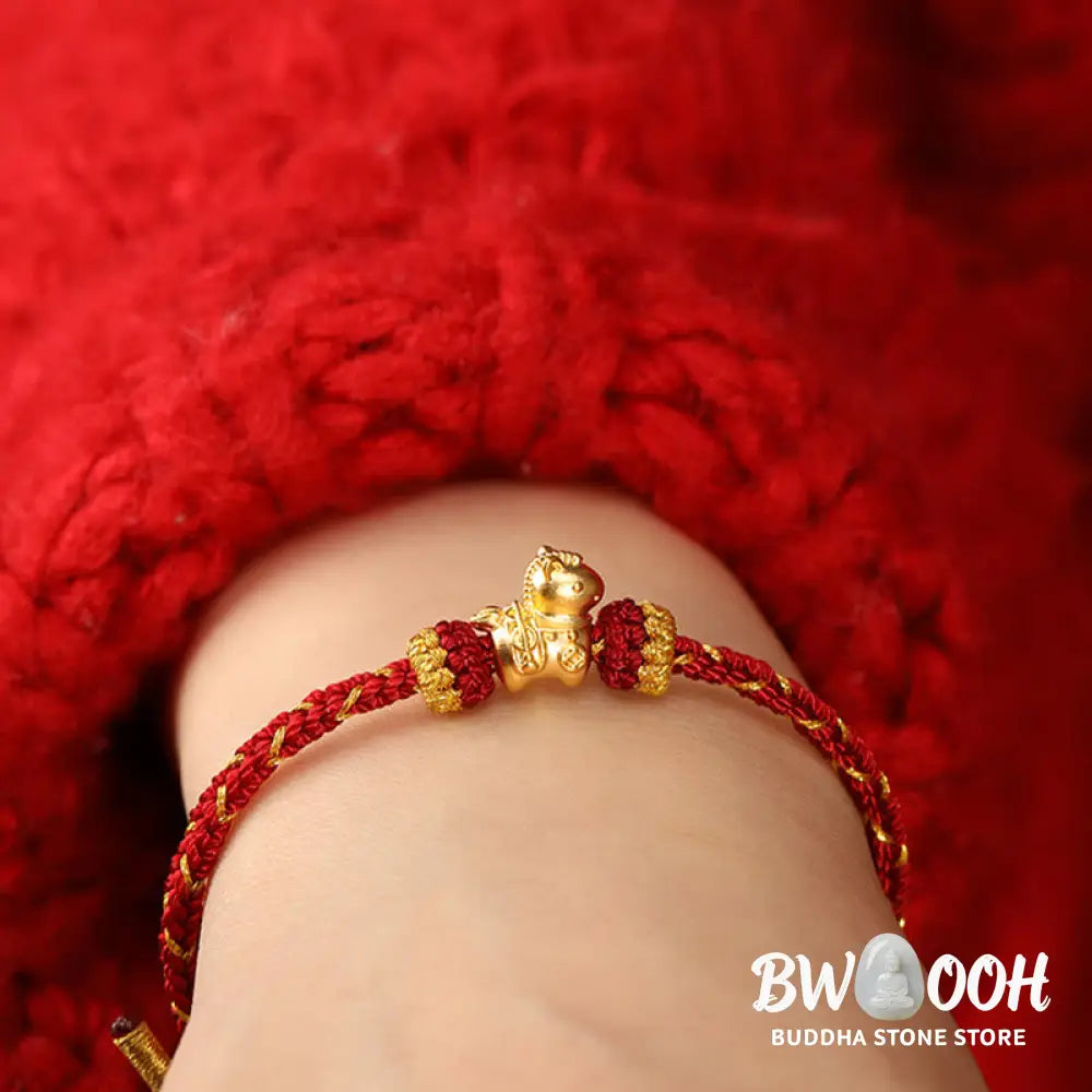 Buddha Stones 999 Gold Year Of The Horse Braided String Rope Luck Adjustable Bracelet - Bracelet