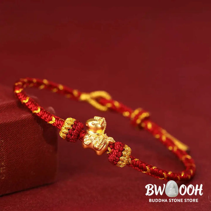 Buddha Stones 999 Gold Year Of The Horse Braided String Rope Luck Adjustable Bracelet - Bracelet