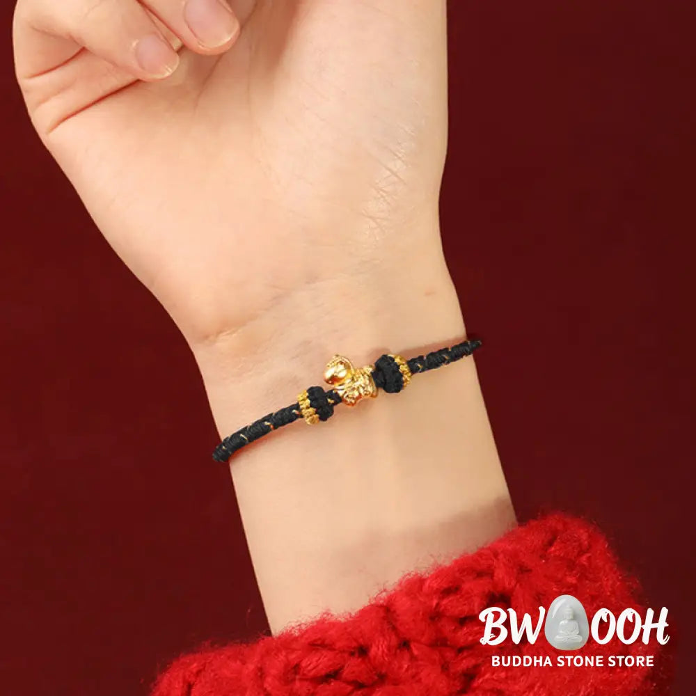 Buddha Stones 999 Gold Year Of The Horse Braided String Rope Luck Adjustable Bracelet - Bracelet
