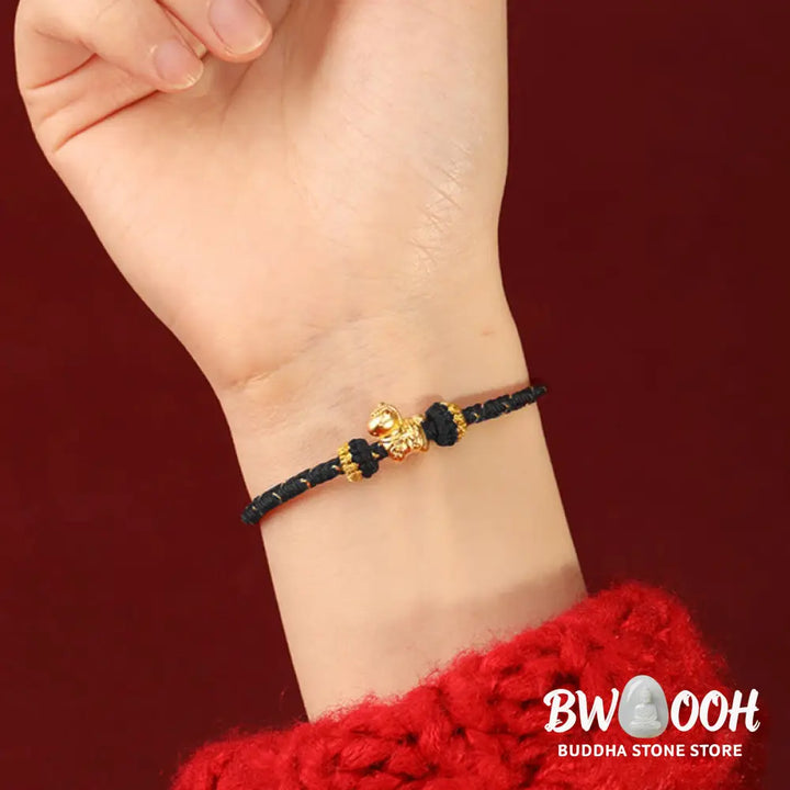 Buddha Stones 999 Gold Year Of The Horse Braided String Rope Luck Adjustable Bracelet - Bracelet
