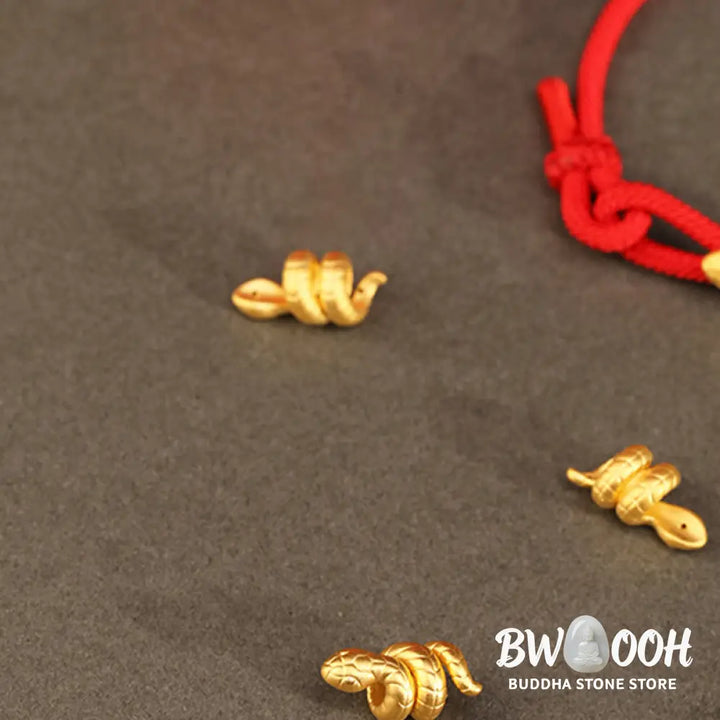 Buddha Stones 999 Gold Year of the Snake Design Handmade Luck Protection Rope Braided Bracelet - BWOOOH - Bracelet