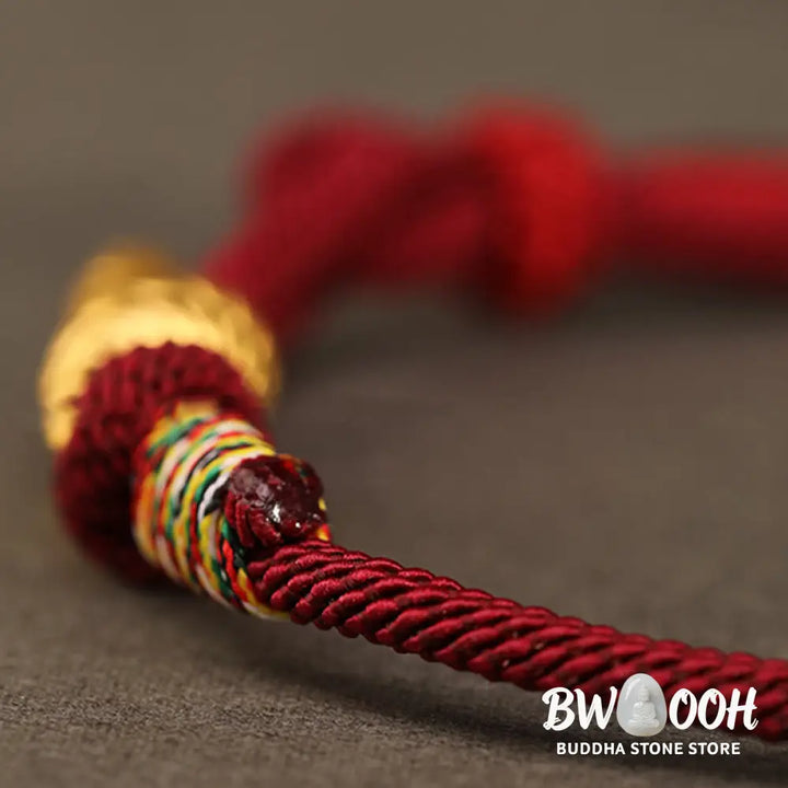 Buddha Stones 999 Gold Year of the Snake Design Handmade Luck Protection Rope Braided Bracelet - BWOOOH - Bracelet