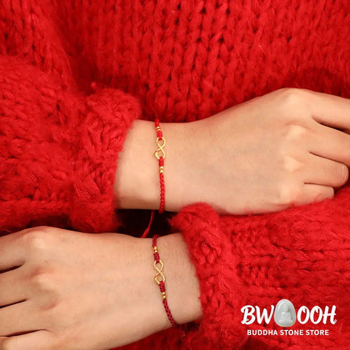 Buddha Stones 999 Gold Year of the Snake Eternal Endless Knot Infinity Handmade Luck Bracelet - BWOOOH - Bracelet