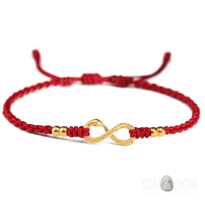 Buddha Stones 999 Gold Year of the Snake Eternal Endless Knot Infinity Handmade Luck Bracelet - BWOOOH - Bracelet
