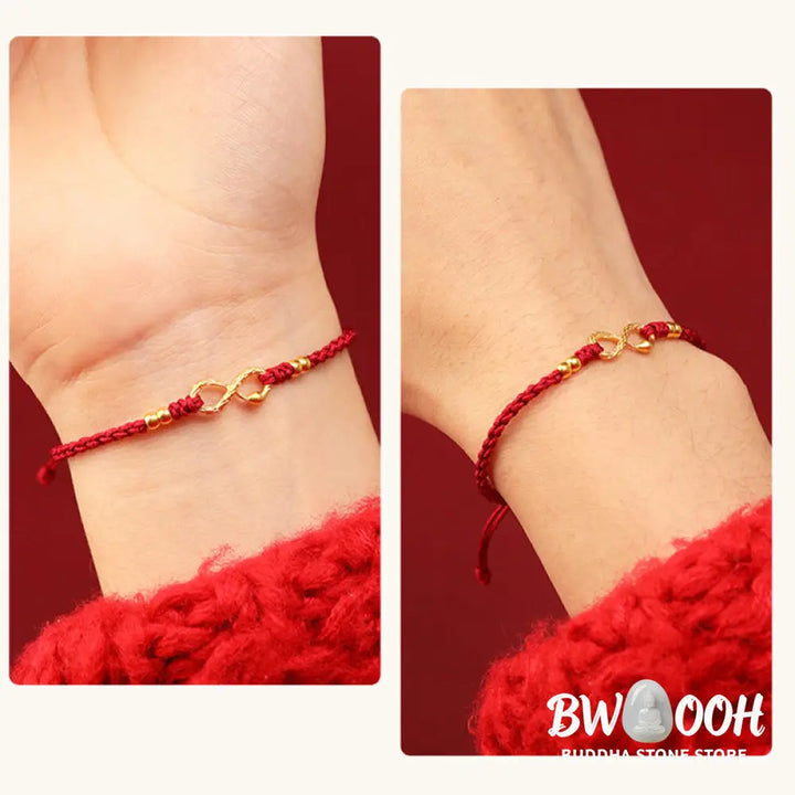 Buddha Stones 999 Gold Year of the Snake Eternal Endless Knot Infinity Handmade Luck Bracelet - BWOOOH - Bracelet