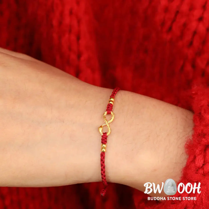Buddha Stones 999 Gold Year of the Snake Eternal Endless Knot Infinity Handmade Luck Bracelet - BWOOOH - Bracelet