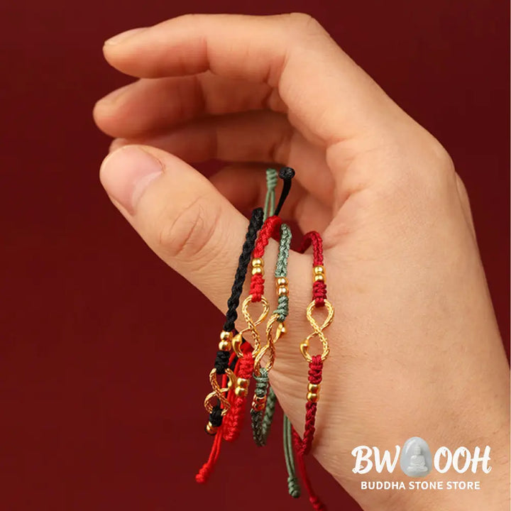 Buddha Stones 999 Gold Year of the Snake Eternal Endless Knot Infinity Handmade Luck Bracelet - BWOOOH - Bracelet