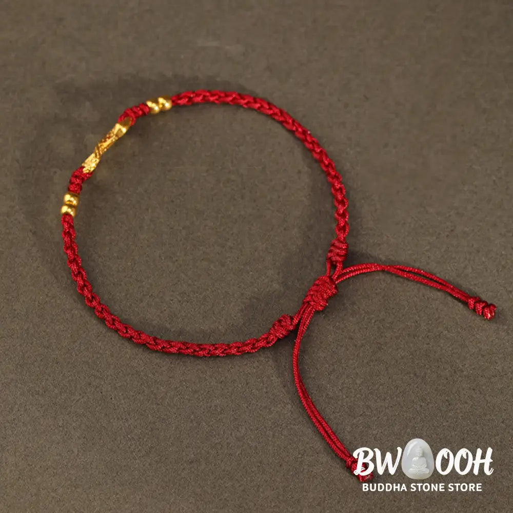 Buddha Stones 999 Gold Year of the Snake Eternal Endless Knot Infinity Handmade Luck Bracelet - BWOOOH - Bracelet
