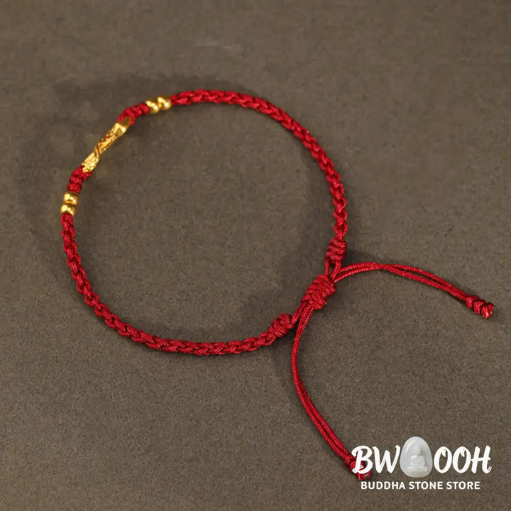 Buddha Stones 999 Gold Year of the Snake Eternal Endless Knot Infinity Handmade Luck Bracelet - BWOOOH - Bracelet