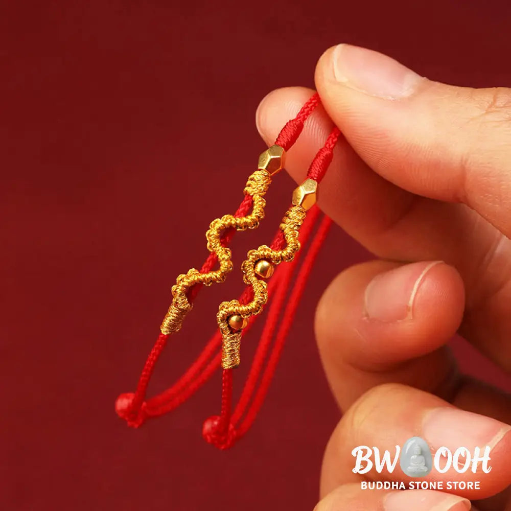 Buddha Stones 999 Gold Year of the Snake Handmade Luck Strength Braided Bracelet Anklet - BWOOOH - Bracelet Anklet
