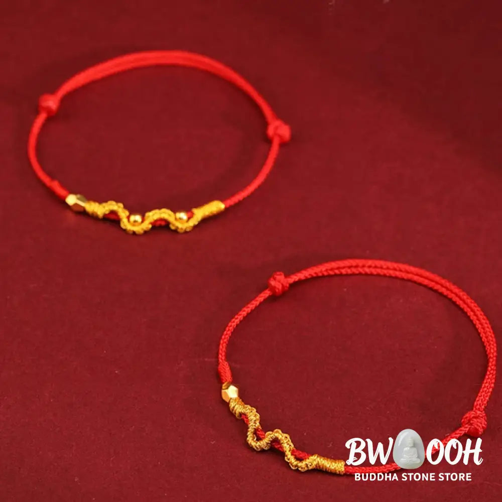 Buddha Stones 999 Gold Year of the Snake Handmade Luck Strength Braided Bracelet Anklet - BWOOOH - Bracelet Anklet