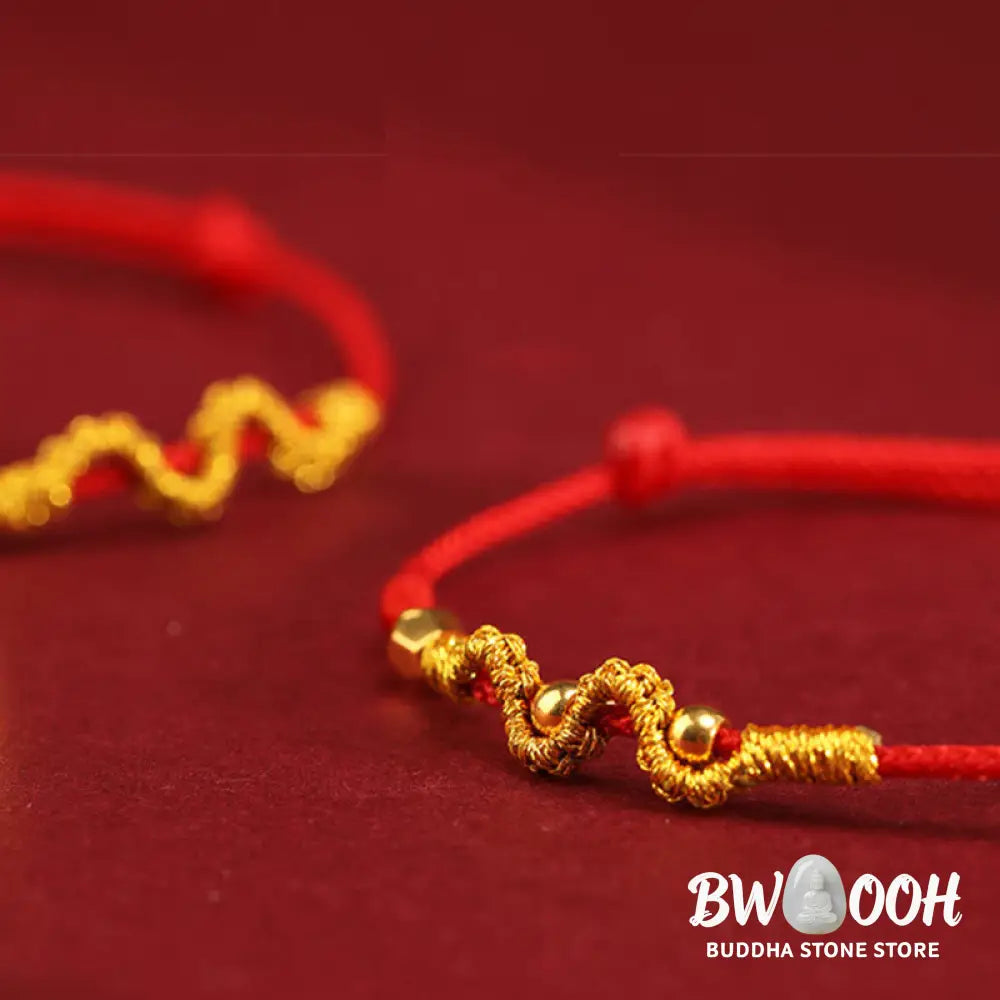 Buddha Stones 999 Gold Year of the Snake Handmade Luck Strength Braided Bracelet Anklet - BWOOOH - Bracelet Anklet