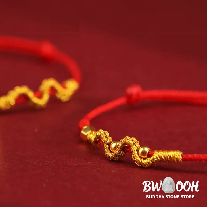 Buddha Stones 999 Gold Year of the Snake Handmade Luck Strength Braided Bracelet Anklet - BWOOOH - Bracelet Anklet