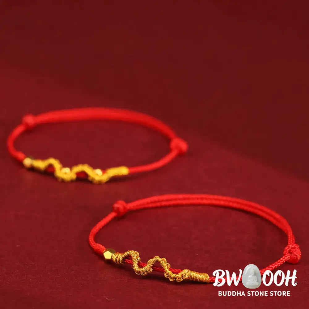 Buddha Stones 999 Gold Year of the Snake Handmade Luck Strength Braided Bracelet Anklet - BWOOOH - Bracelet Anklet