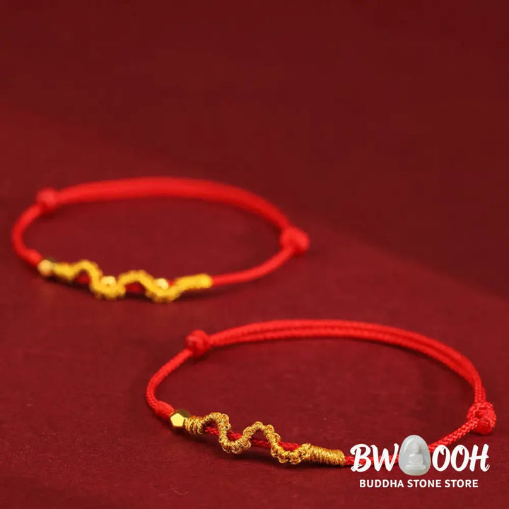 Buddha Stones 999 Gold Year of the Snake Handmade Luck Strength Braided Bracelet Anklet - BWOOOH - Bracelet Anklet