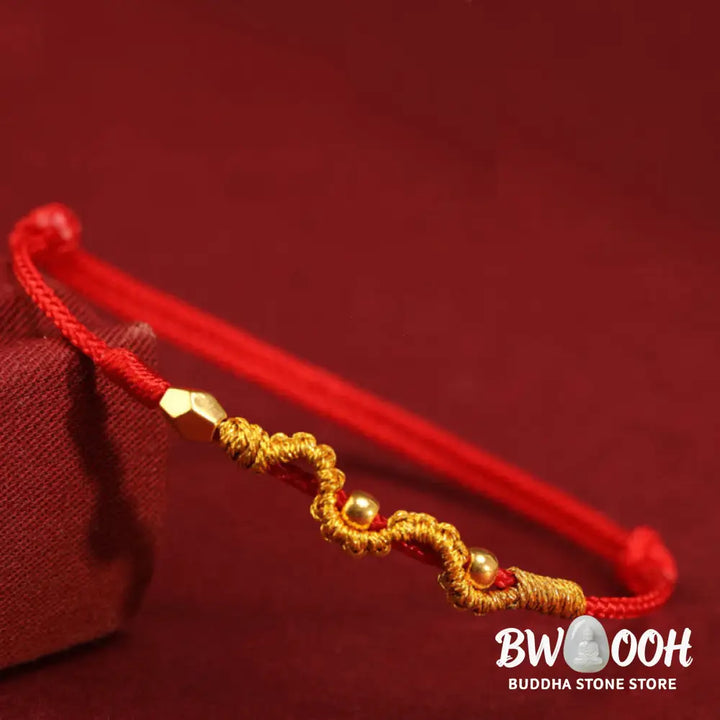 Buddha Stones 999 Gold Year of the Snake Handmade Luck Strength Braided Bracelet Anklet - BWOOOH - Bracelet Anklet
