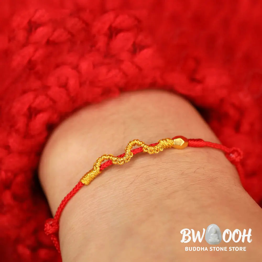 Buddha Stones 999 Gold Year of the Snake Handmade Luck Strength Braided Bracelet Anklet - BWOOOH - Bracelet Anklet