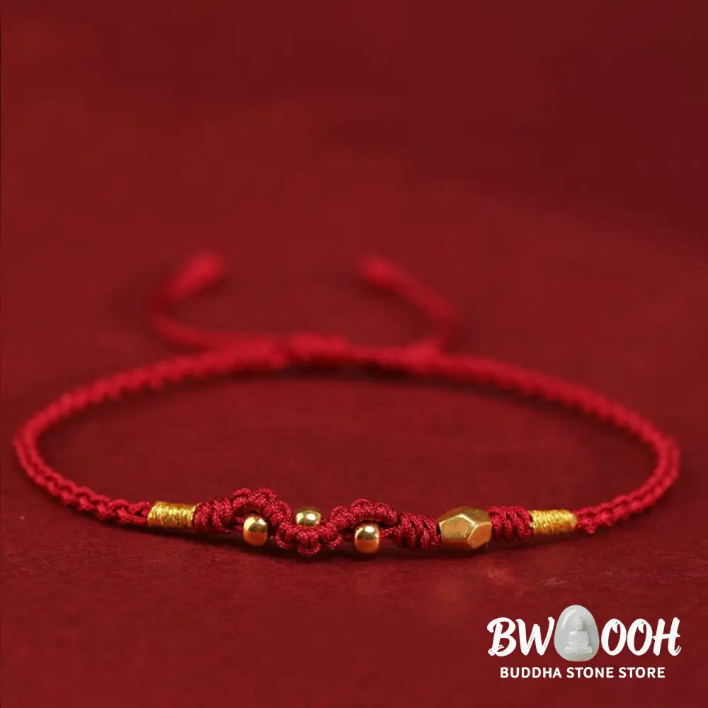 Buddha Stones 999 Gold Year of the Snake Mini Gold Bead Handmade Luck Protection Braided Bracelet - BWOOOH - Bracelet