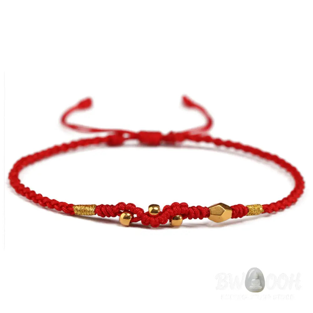 Buddha Stones 999 Gold Year of the Snake Mini Gold Bead Handmade Luck Protection Braided Bracelet - BWOOOH - Bracelet