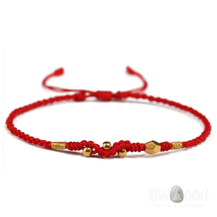 Buddha Stones 999 Gold Year of the Snake Mini Gold Bead Handmade Luck Protection Braided Bracelet - BWOOOH - Bracelet